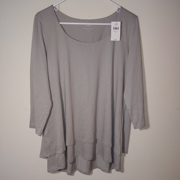 J.Jill Pure Jill Elliptical Layered Top Size L Grey New with tag - Picture 1 of 7